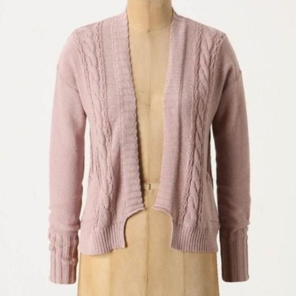 Anthropologie Sweaters - [Anthropologie] Pink Short & Stitchy Cardigan #I18
